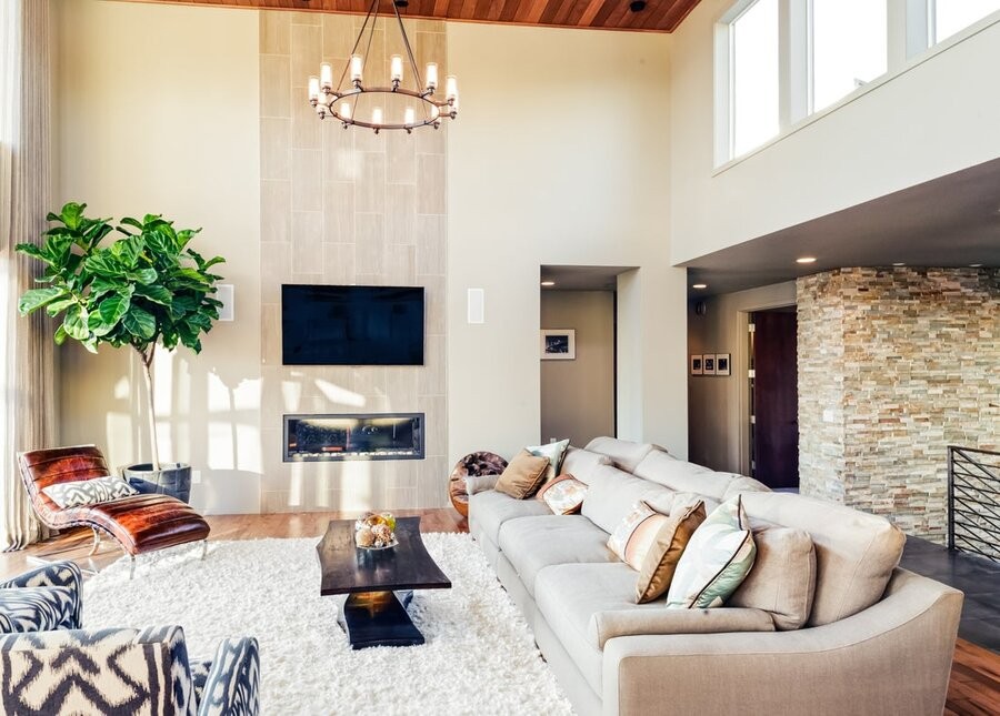 A living space featuring smart home automation solutions.